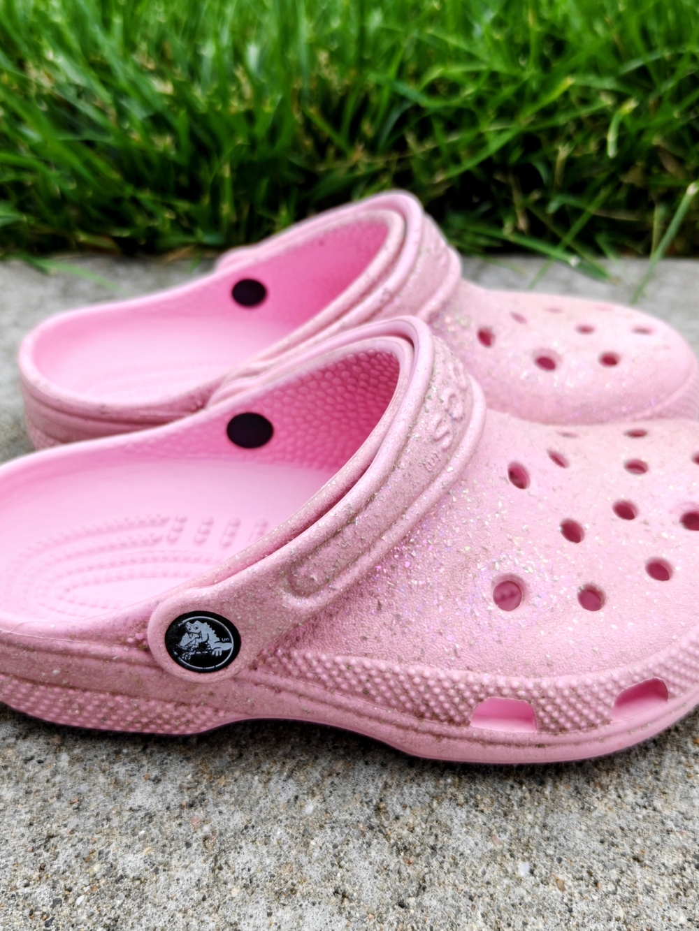 Crocs Girls Kids Pink Glitter Crocs Clogs Sandals Size J1 Size 1